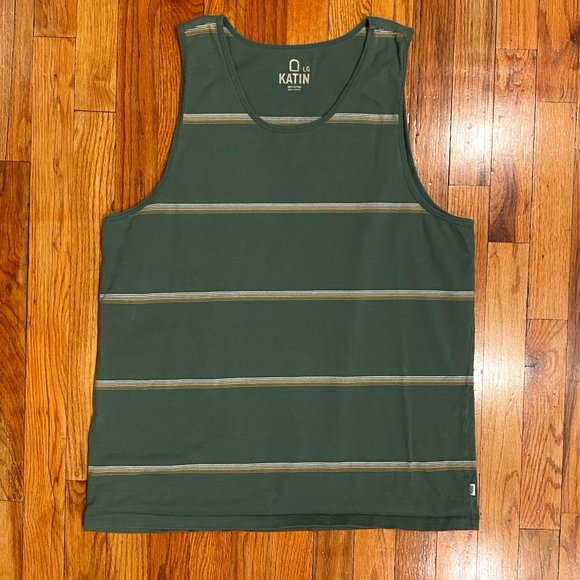 KATIN Men's Tank Top Green Stripped Size Large - Picture 1 of 4